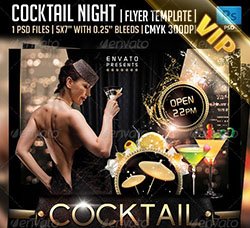 酒吧夜场海报：Cocktail Night Flyer Template